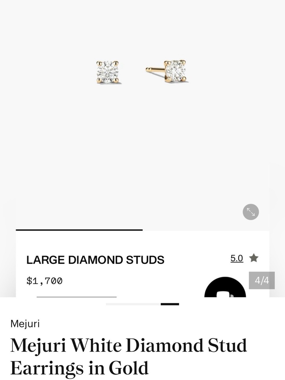 Mejuri White Diamond Stud Earrings in Gold
